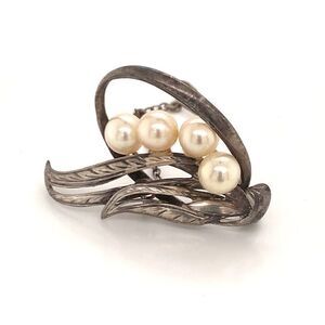 Mikimoto Estate Akoya Pearl Brooch Pin Sterling Silver 6.5 mm 5.56 Grams M199